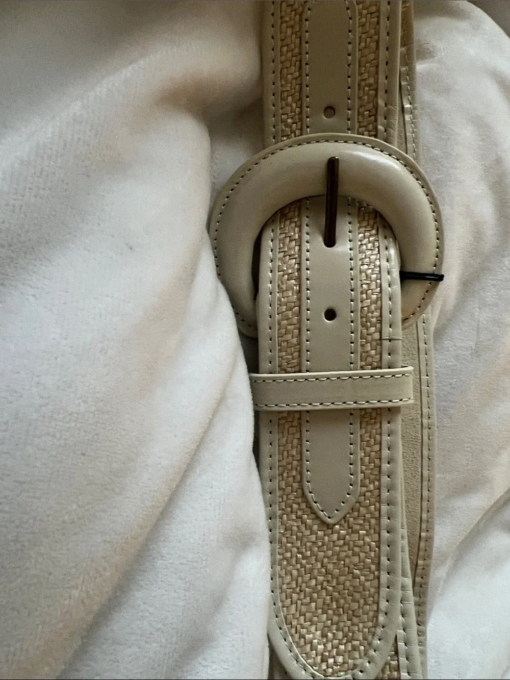 Banana Republic Beige Riviera Linen + Leather Belt Sz M, XS NWT summer